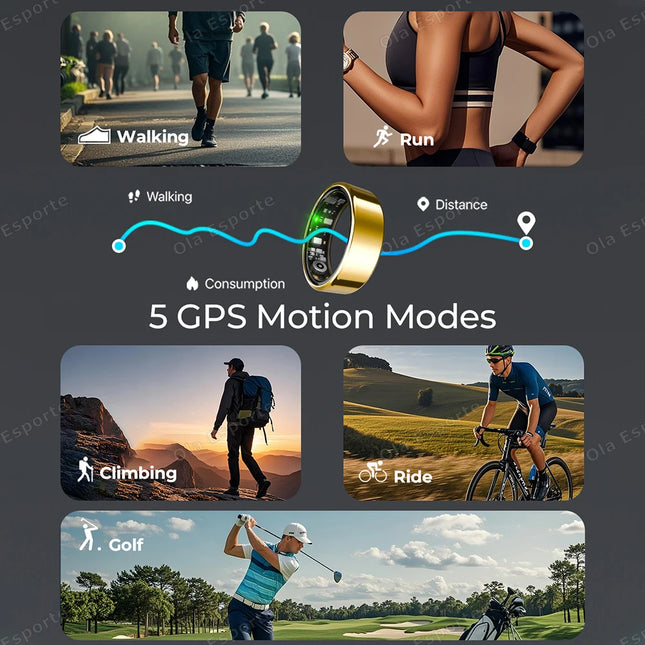 2026 Smart Ring Blood Pressure Heart Rate Sleep Monitoring Smartring IP68 & 5ATM Waterproof Multi-sport Mode Smartring Man Women