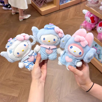 2027 Sanrio Characters Blue Flutter Series Blind Box My Melody Kuromi Cinnamoroll Hello Kitty Plush Toy Bag Pendant Girls Gifts