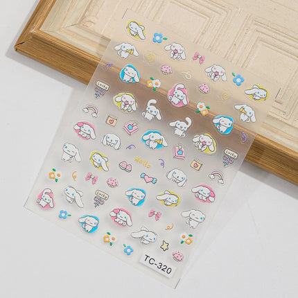 Embossed Sanrio Series Nail Stickers My Melody Hello Kitty Self-Adhesive Nail Parts Long-Lasting Colors Kuromi Nail Accessories