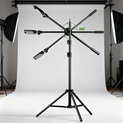 Adjustable 82.68inch Floor Stand Tripod for Phone, Detachable Overhead Stand for Live Streaming, Recording, Cooking, Painting, and Food Photography - No Batteries Required, Perfect for Christmas Gifts, Holiday Offices, Bedroo