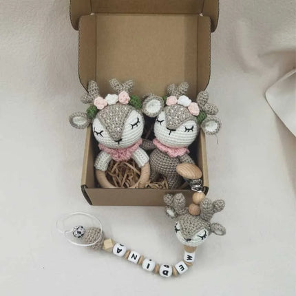 Newborn Mobile Gym Educational Ring Teething Toy Baby Cotton Baby Wooden Ring Rattle Crochet Wool Toy Customize Pacifier Chain