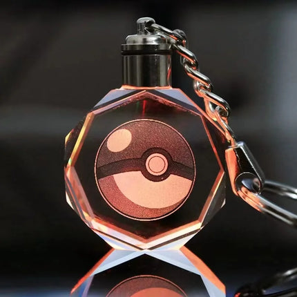 Pokemon Cartoons Anime Figure Pikachu Charizard Mewtwo Eevee Crystal Collection Luminous Keychain Pendant Model  Toy Gift