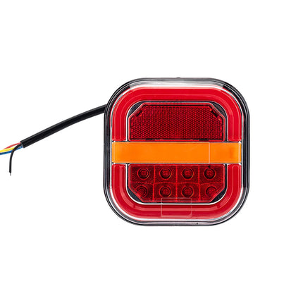 2pcsSquare 4inch LED Tail Light Left Right Rear Brake Lamp Licesen Plate Taillight 12V 24V Turn Signal For TrailerVan Bus Pickup