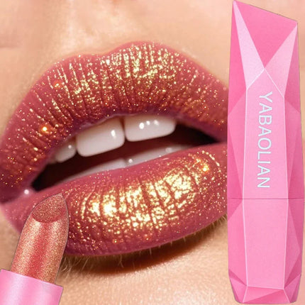 6 Colors Quicksand Golden Lipstick Fine Glitter Lipstick Moisturizing Silky Mermaid Aureate Long-Lasting Waterproof Lip Makeup