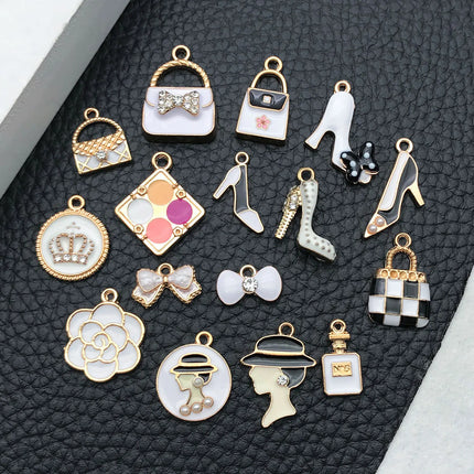 10/16-piece Drop Oil Little Chic Lady Set, suitable for DIY handmade necklace, bracelet, and earring accessory materials.
