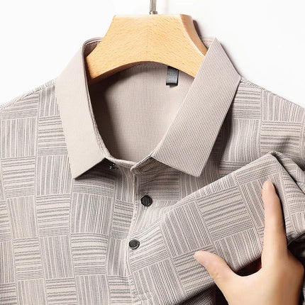 2026 Men's New Printed Business Casual Short sleeved POLO Shirt Fashion Short sleeved Comfortable and Breathable Top