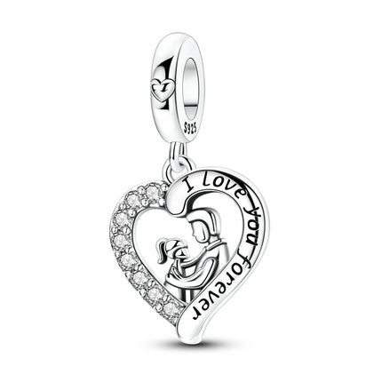 925 Sterling Silver Charms Mother Girl Boy Family Life Pendant Beads Fit Original Bracelet Necklace Diy Charm Women's Party Gift