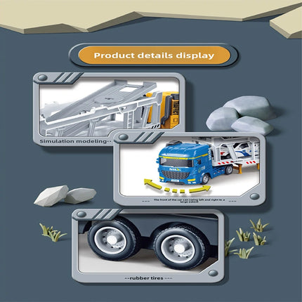 1set- child inertia engineering trailer model toy simulation  double deck tractor  transport door Engineering vehicle model gift