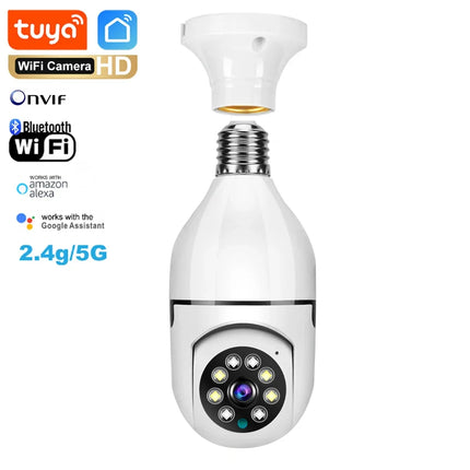Tuya 2.4G/5G Dual-Band Bulb Camera 3MP/4MP/5MP WiFi Two Way Voice AI Human Detection Night Vision E27 Camera Surveilance Cam