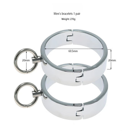 1 Pair Stainless Steel Handcuffs Metal Anklet Foot Cuffs Erotic SM Bondage Adult Game Couple Slave Restraint Sex Toys Men Women