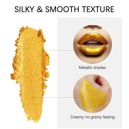 Glitter Sexy Lipstick Shimmer Gold Lipstick Long Lasting Waterproof Cosmetic Gold Brick Tube Valentine's Day Gift For Woman