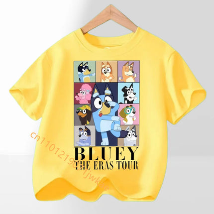Hot Bluey Themed Kids T-Shirt Boys Girls 2026 Summer Cartoon Printing Graphic Baby Outdoors Short Sleeve Tee Daily Wear Top