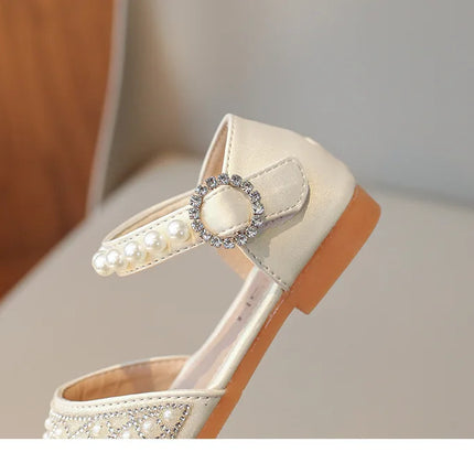 Girls LeatherShoesChildren's Crystal Shoes 2025Spring Summer New Little Girls Princess Shoes Fashion Shiny RhinestoneDance Shoes