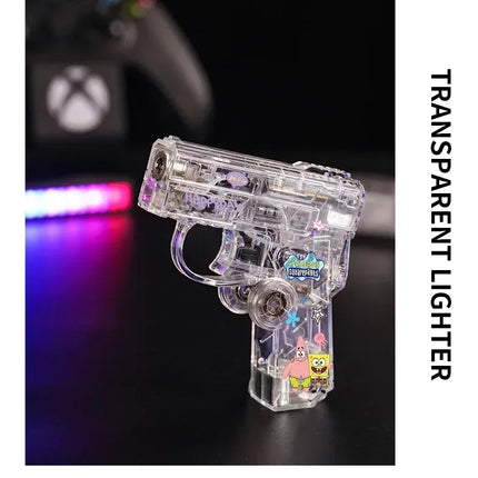 2025 New Creative Luminous Transparent Gyroscope Lighter 2-in-1 Folding Rotating Decompression Windproof Lighter Men's Gift