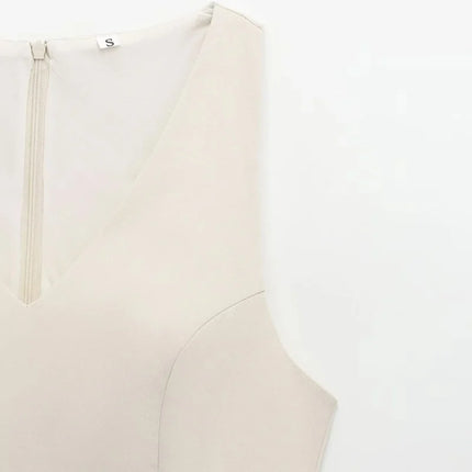 HXAO Women's Spring Elegant Vest Tops 2025 Summer Y2k Tank Tops Ladies Fashion Casual Sleeveless Office Beige Tops For Female