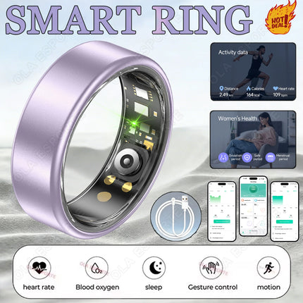 All Size（6-14） Smart Ring for Women Men Healthy Heart Rater Blood pressure Monitor Waterproof Take Photo Control Smartring Sport