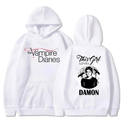 2026 The Vampire Diaries Hoodies Fashion Personality Hooded Sweatshirt Casual Outdoor Loose Long Sleeve Pullover Harajuku