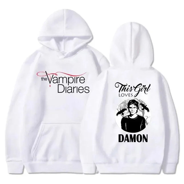 2026 The Vampire Diaries Hoodies Fashion Personality Hooded Sweatshirt Casual Outdoor Loose Long Sleeve Pullover Harajuku