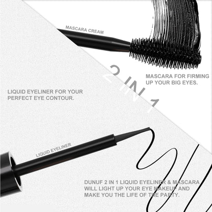 2-in-1 Double-ended Eyeliner Mascara | Matte Black Waterproof | Smudge-proof Quick-drying Ultra-fine | Volumizing Curling Y2K