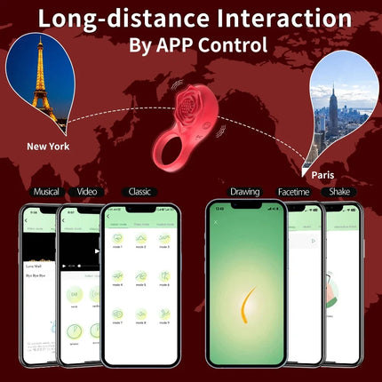 Men Rose Vibrating Cock Ring Penis Ring Ejaculation Delay Vibrator Clitoral Stimulator Penis Cockring Sex Toys for Couple