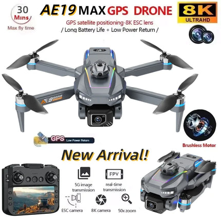 New AE19 Drone 8K HD 5.6" Remote Control Headless Mode Helicopter 360° Flip Quadcopter Toys Mini Drone Fors Kid Toy Gifts