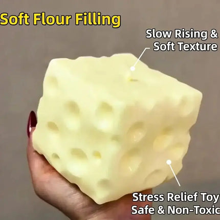 Fun Cheese Cube Stress Ball Shapeable Squeeze Ball Non Rebound Sensory Fidget Toys for Kids and Adults Stress-relief Toy Gifts