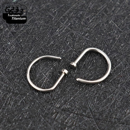 1Pcs 10Pcs G23 ASTM F136 Titanium D Shape Nose Piercing Ear Septum Earrings Studs Helix Stud Hoop Body Jewelry Wholesale