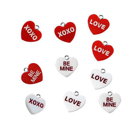 10pcs/lot Love BE MINI Heart Red Resin Charms Pendants for DIY Jewelry Making Findings Handmade Earrings Bracelets Accessories