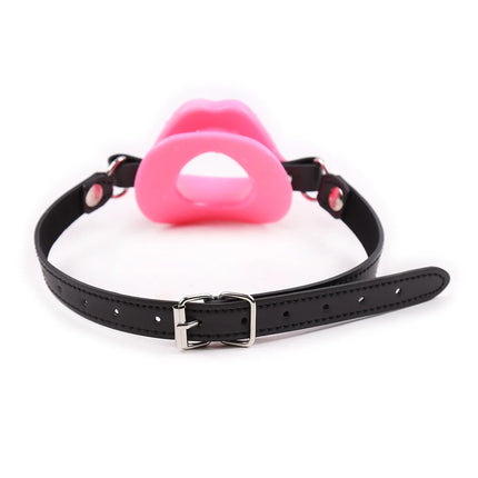 Leather Strap Rubber Lips O Ring Mouth Gag BDSM Bondage Blow Job Fetish submission Adult Sex Toys For Woman Sex Products