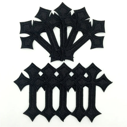 10pcs Lot Cross Patches on Clothes Diy Embroidered Appliques Iron on Patches for Clothing Jeans Stickers Badges (7.0x10.3CM)