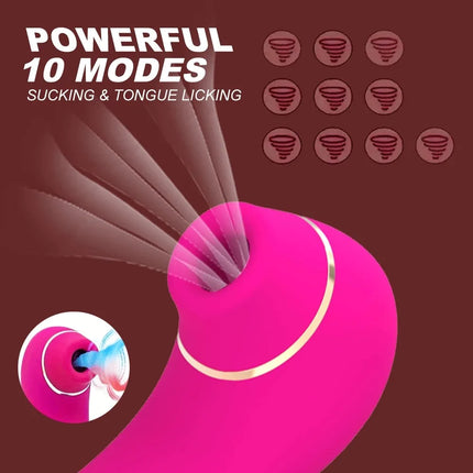 2 in1 Sucker Vibrator Female Licker Oral Clitoral Vaginal Tongue Stimulator Massager Masturbator Sex Toys for Women Couples 18+