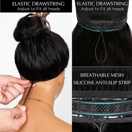 Ossilee 250 Density Pull Go Glueless Wigs with Elastic Drawstring Straight 13x6 HD Lace Front Human Hair Wigs Pre Cut Lace Wig