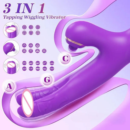 Tapping Flapping Vibrator Dual Dildo for Women Clitoris Clit Sucker Stimulator Powerful Sex Toy Woman Female Rabbit Vibrators
