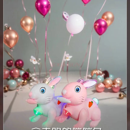Children's electric leash can walk, little rabbit can carry glowing toys, cartoon
