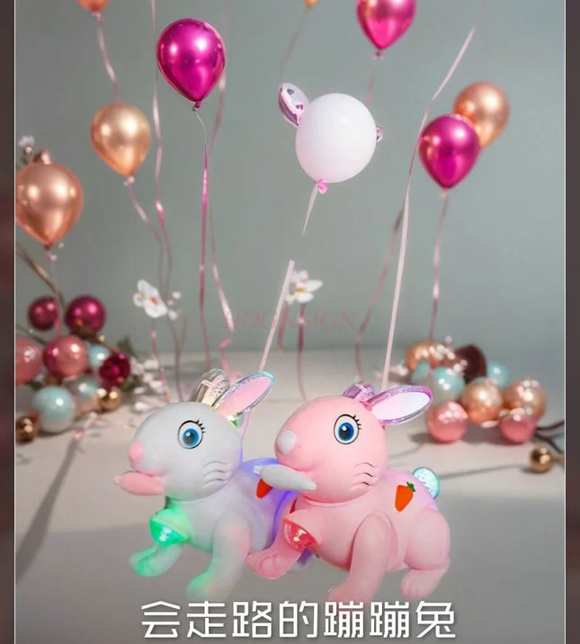 Children's electric leash can walk, little rabbit can carry glowing toys, cartoon
