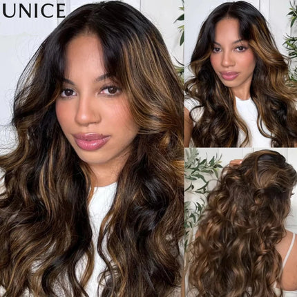 UNice Ombre Brown Highlights Body Wave 4x4 Lace Closure 1PC 100% Human Hair Closure Free Part