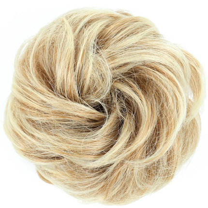Azqueen Synthetic Messy Bun Chignon Donut Gary Brown Color Hair Bun Pad Elastic Hair Rope Rubber Band Hair Extensions
