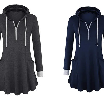 Autumn Loose-fit Hooded Color Blocking Long Sleeve Women's T-shirt Pullover Autumn Collection Casual Fashion Top