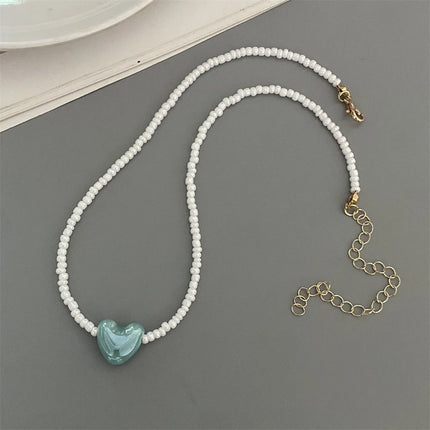 Korean Fashion Ceramics Love Heart Choker Necklace for Women Girl Colorful New Fashion Neck Jewelry Wholesale