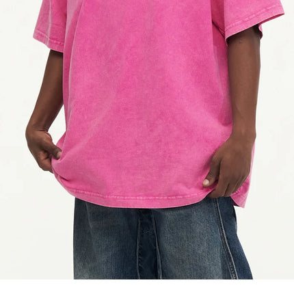 Custom Streetwear Vintage Washed Cotton Tee Oversized T-Shirt Retro Hip Hop Style 100% Cotton Personalized Design Men Clothing