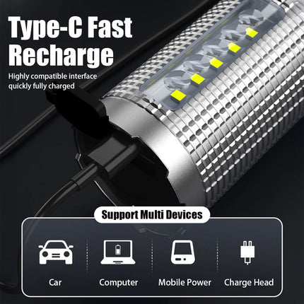 19000000LM Super Powerful Flashlight Built-in Battery High Power Torch Rechargeable LED Light Big Aperture Camping COB Lantern