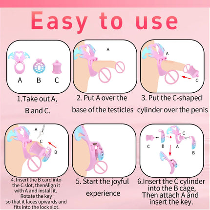 LICKER Wearable Angel's Heart Negative Chastity Locks Loyalty Belt Penis Cage Sex Toys Erotic Urethral Chastity Device For Men