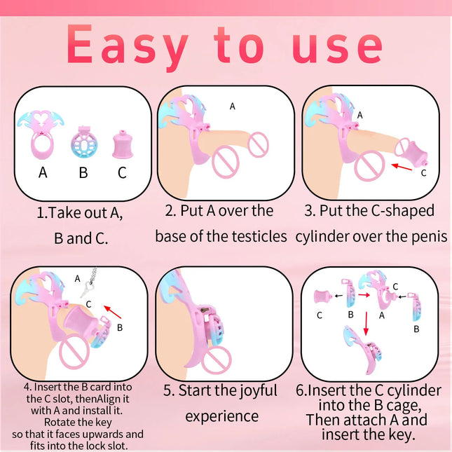 LICKER Wearable Angel's Heart Negative Chastity Locks Loyalty Belt Penis Cage Sex Toys Erotic Urethral Chastity Device For Men