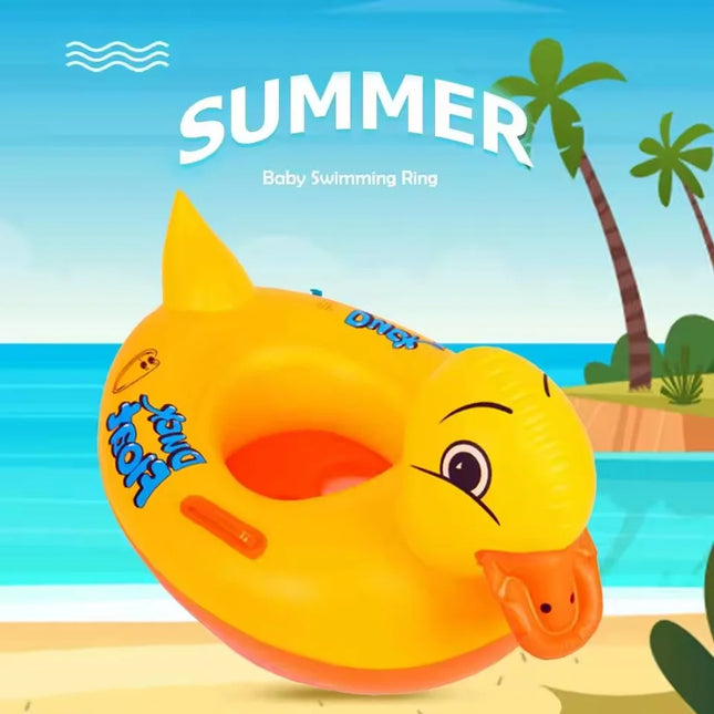 Duck Inflatable Toys for Baby Summer Water Toys Swimming Float Seat with Handle Outdoor PVC Inflatable Ring for Pool Beach