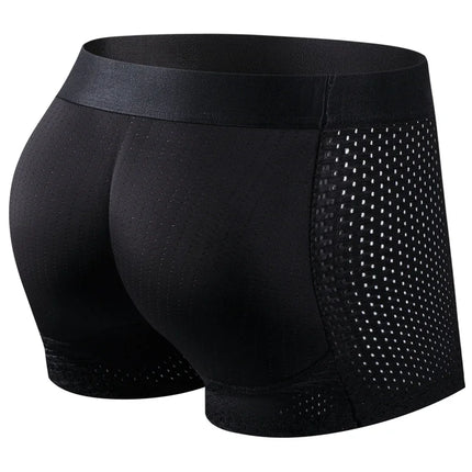 Men's Sexy Fashion Ice Mesh Breathable Butt Lift Boxer Briefs Underwear Padded Underwear Boxer with Hip Pad Buttocks Boxer Trunk