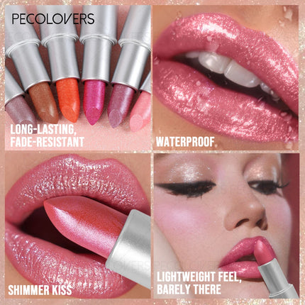 1PC Shiny Metallic Lipstick - Pearlescent Lip Gloss, Suitable for All Skin Types, High Pigmentation, Mild Formula, New Year Gift
