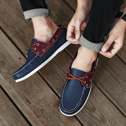 Men's Trendy Apron Toe Loafer Shoes, Slip On Comfy Non Slip For Outdoor Walking Traveling, Spring And Summer
