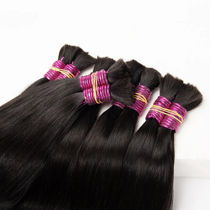 Straight Human Hair Bulk For Braiding Extensiones Cabelo Humano 100% Natural Balck Virgin Weaving Unprocessed No Bulk Human Hair