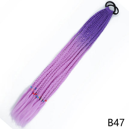 AZQUEEN Synthetic Gradient Color Dirty Braided Ponytail 60CM Elastic Rubber Band Braiding Pony Tail Hair Extensions For Girls