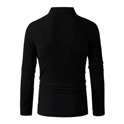 New Men's Business Casual Long Sleeved Shirt Solid Color Polo Shirt Fashionable Breathable Comfortable Versatile Top